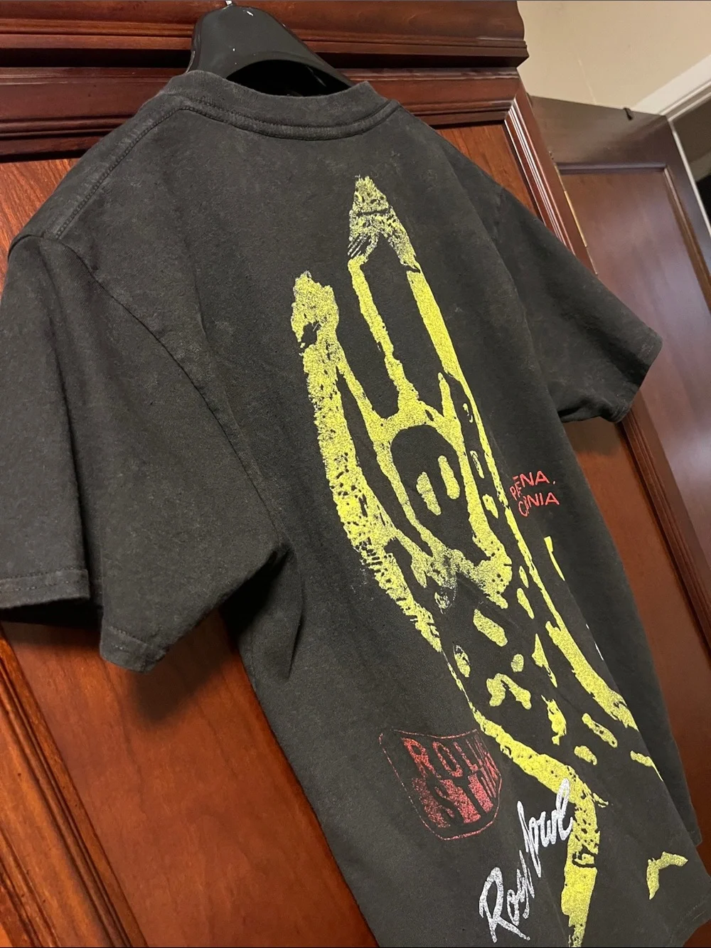 Brand New Rolling Stones Black T-Shirt with Red spiked Tongue & Yellow Graphics!